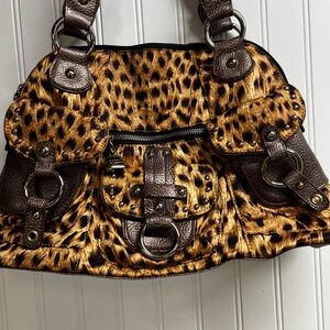 KATHY VAN ZEELAND LEOPARD SHOULDER BAG HANDBAG PURSE